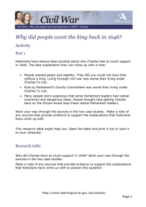 Why did people want the king back in 1646? Activity Part 1