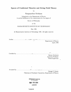 Spaces  of Conformal  Theories  and  String ... Ranganathan  Krishnan