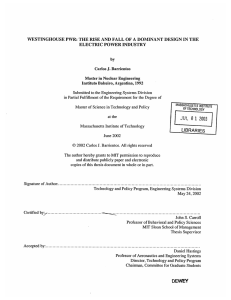 WESTINGHOUSE PWR: THE RISE AND FALL OF A DOMINANT DESIGN... ELECTRIC POWER INDUSTRY J. by