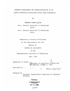 PROCESS  DEVELOPMENT AND  CHARACTERIZATION  OF  AN