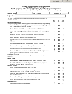 Counseling Psychology Program: Texas Tech University PSY 8000 Dissertation Evaluation Form