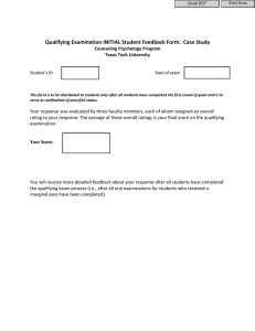 Qualifying Examination INITIAL Student Feedback Form:  Case Study