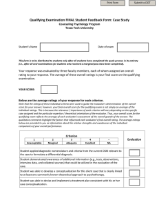 Qualifying Examination FINAL Student Feedback Form: Case Study  Counseling Psychology Program