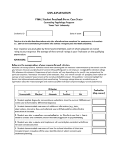 ORAL EXAMINATION  FINAL Student Feedback Form: Case Study Counseling Psychology Program