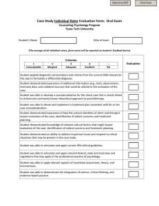Case Study Individual Rater Evaluation Form:  Oral Exam