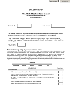 ORAL EXAMINATION FINAL Student Feedback Form: Research Counseling Psychology Program
