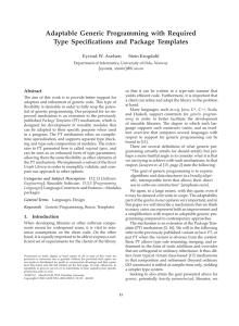 Adaptable Generic Programming with Required Type Specifications and Package Templates Stein Krogdahl