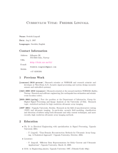 Curriculum Vitae: Fredrik Lingvall Contact Information