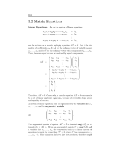 5.2 Matrix Equations Linear Equations.