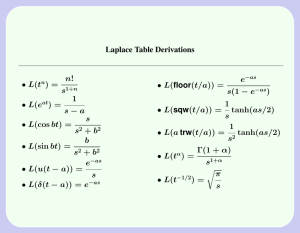 Laplace Table Derivations n! e • L(t