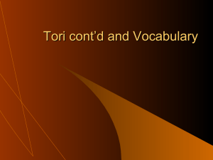 Tori cont’d and Vocabulary