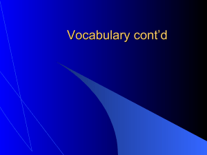 Vocabulary cont’d