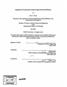 Dependence  of Transuranic Content in Spent Fuel on Fuel... by A. Submitted to the Department  of Nuclear Engineering  in...