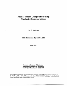 Fault-Tolerant  Computation  using Algebraic  Homomorphisms