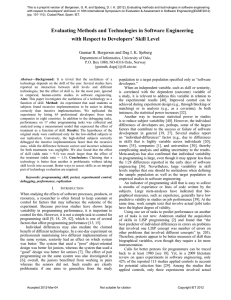 Evaluating Methods and Technologies in Software Engineering