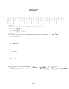 MATH 1050-006 Practice exam 1 —eQ—Z. [0,i]—{1}= [0,1)