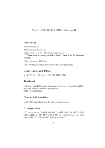 Math 1220-005 Fall 2015 Calculus II Instructor