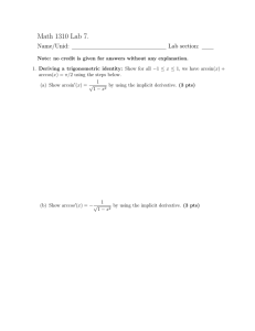 Math 1310 Lab 7. Name/Unid: Lab section: