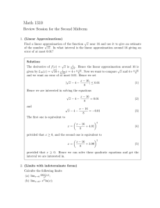 Math 1310 Review Session for the Second Midterm