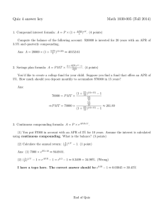 Quiz 4 answer key Math 1030-005 (Fall 2014)