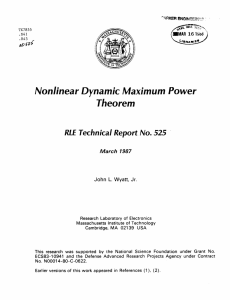 Nonlinear Dynamic Maximum Power Theorem RLE  Technical Report No. 525