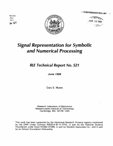 Signal Representation for Symbolic and Numerical Processing A