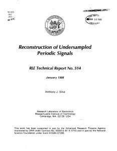 Reconstruction of Undersampled Periodic Signals ( RLE  Technical Report No. 514