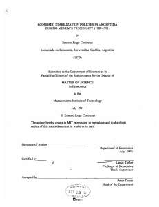 IN DURING  MENEM'S  PRESIDENCY  (1989-1991) by Ernesto Jorge  Contreras