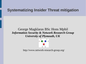 Systematizing Insider Threat mitigation George Magklaras BSc Hons Mphil