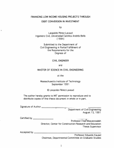 FINANCING  LOW  INCOME  HOUSING  PROJECTS ... DEBT  CONVERSION  IN INVESTMENT Leopoldo  Perez-Lavaud by