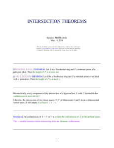 INTERSECTION THEOREMS Speaker: Mel Hochster May 18, 2006