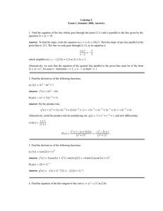 Calculus I Exam 1, Summer 2002, Answers