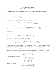 Mathematics 1210-90 Final Examination Answers