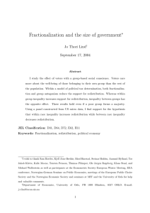 Fractionalization and the size of government ∗ Jo Thori Lind September 17, 2004