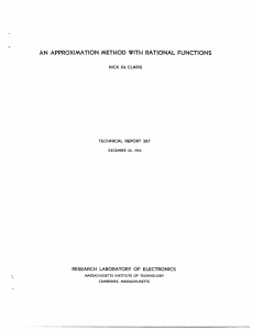 AN  APPROXIMATION  METHOD  WITH  RATIONAL ... NICK  DE  CLARIS TECHNICAL  REPORT  287