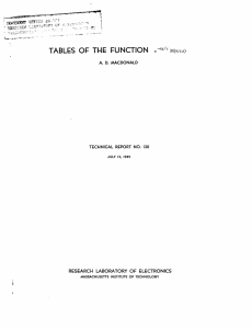 TABLES  OF  THE  FUNCTION e A.  D. MACDONALD TECHNICAL