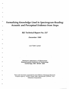 Formalizing Knowledge Used in Spectrogram Reading: RLE Technical Report No. 537