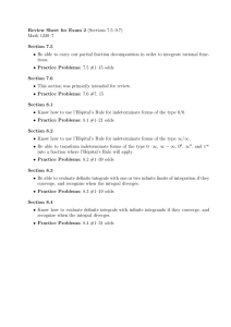 Review Sheet for Exam 2 (Sections 7.5–9.7) Math 1220–7 Section 7.5