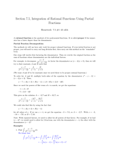 Section 7.5, Integration of Rational Functions Using Partial Fractions