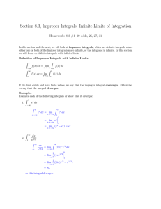 Section 8.3, Improper Integrals: Infinite Limits of Integration