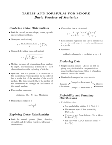 TABLES AND FORMULAS FOR MOORE Basic Practice of Statistics Exploring Data: Distributions