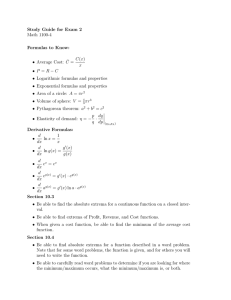 Study Guide for Exam 2 Math 1100-4 Formulas to Know: C(x)