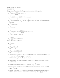 Study Guide for Exam 3 Math 1100–4 Z