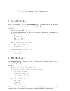 Section 9.8, Higher-Order Derivatives 1 Second Derivatives