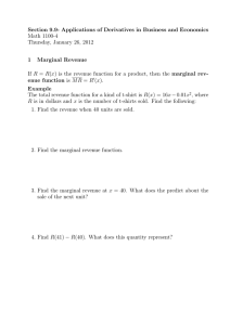 Section 9.9- Applications of Derivatives in Business and Economics Math 1100-4