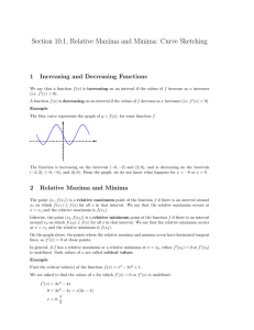 Section 10.1, Relative Maxima and Minima: Curve Sketching 1