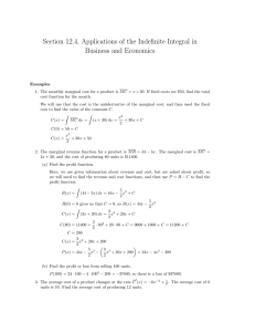 Section 12.4, Applications of the Indefinite Integral in Business and Economics