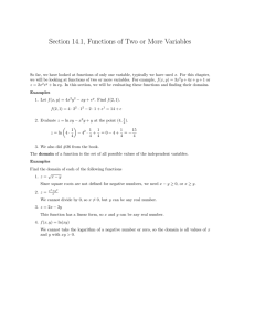 Section 14.1, Functions of Two or More Variables