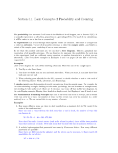 Section 3.1, Basic Concepts of Probability and Counting