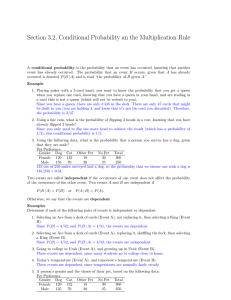 Section 3.2, Conditional Probability an the Multiplication Rule